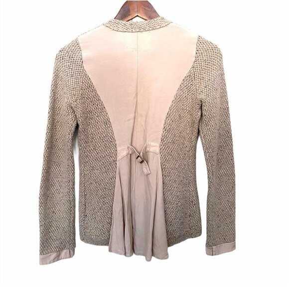 Angel of the North Anthropologie Envalira Knit Cream Zip Wool Stretch Blazer - Picture 8 of 8